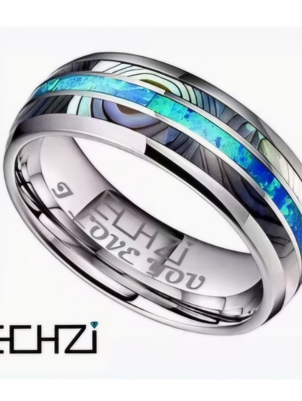 NEW Unisex Silver Tungsten Steel Wedding Band With Carbide Inlay